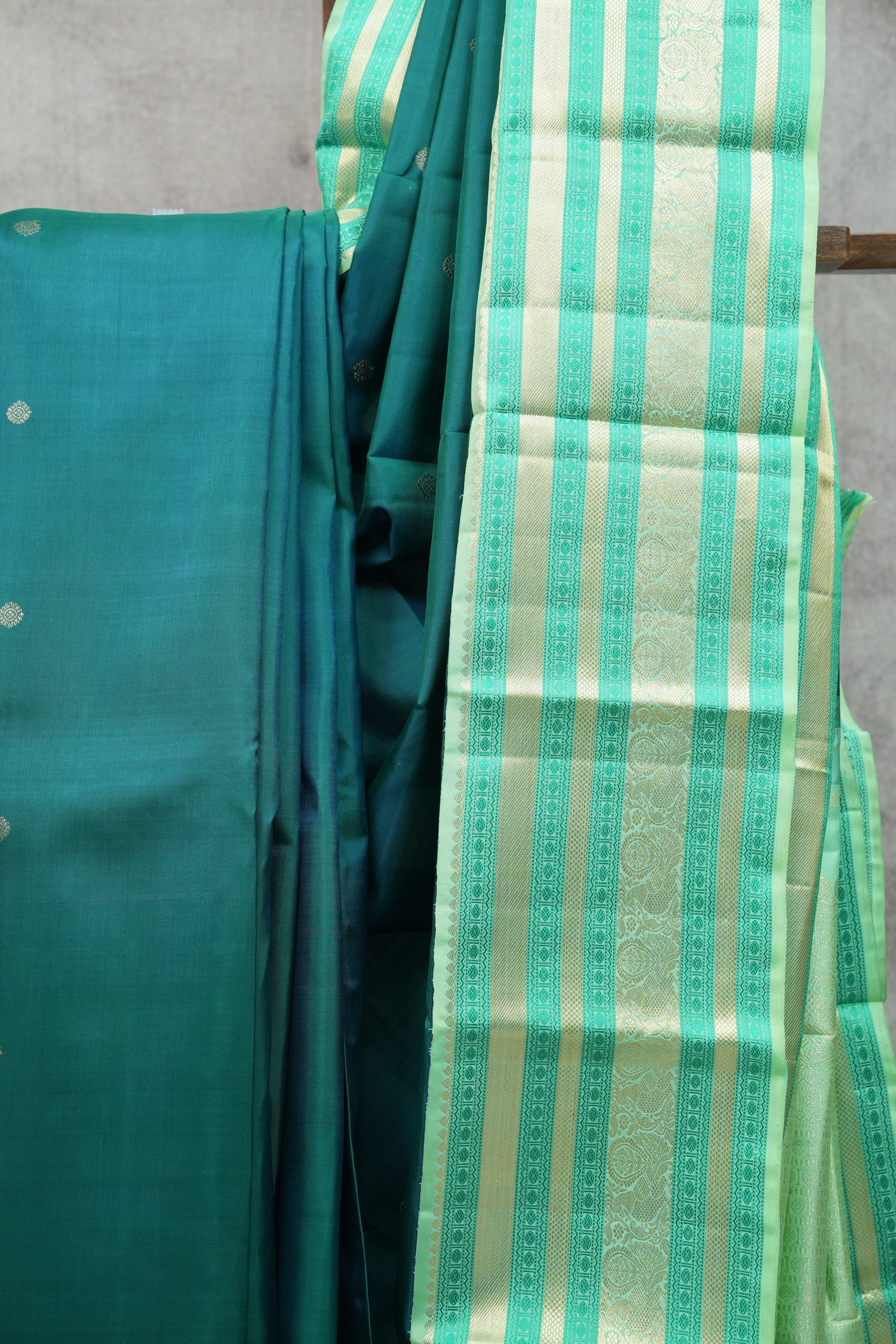 Peacock Green Kanjeevaram Silk Saree-SRPGKSS741