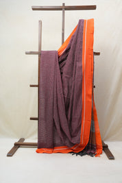 Maroon Small Checks Cotton Patteda Anchu Saree - SRMPAS259