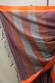 Maroon Small Checks Cotton Patteda Anchu Saree - SRMPAS259