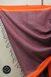 Maroon Small Checks Cotton Patteda Anchu Saree - SRMPAS259