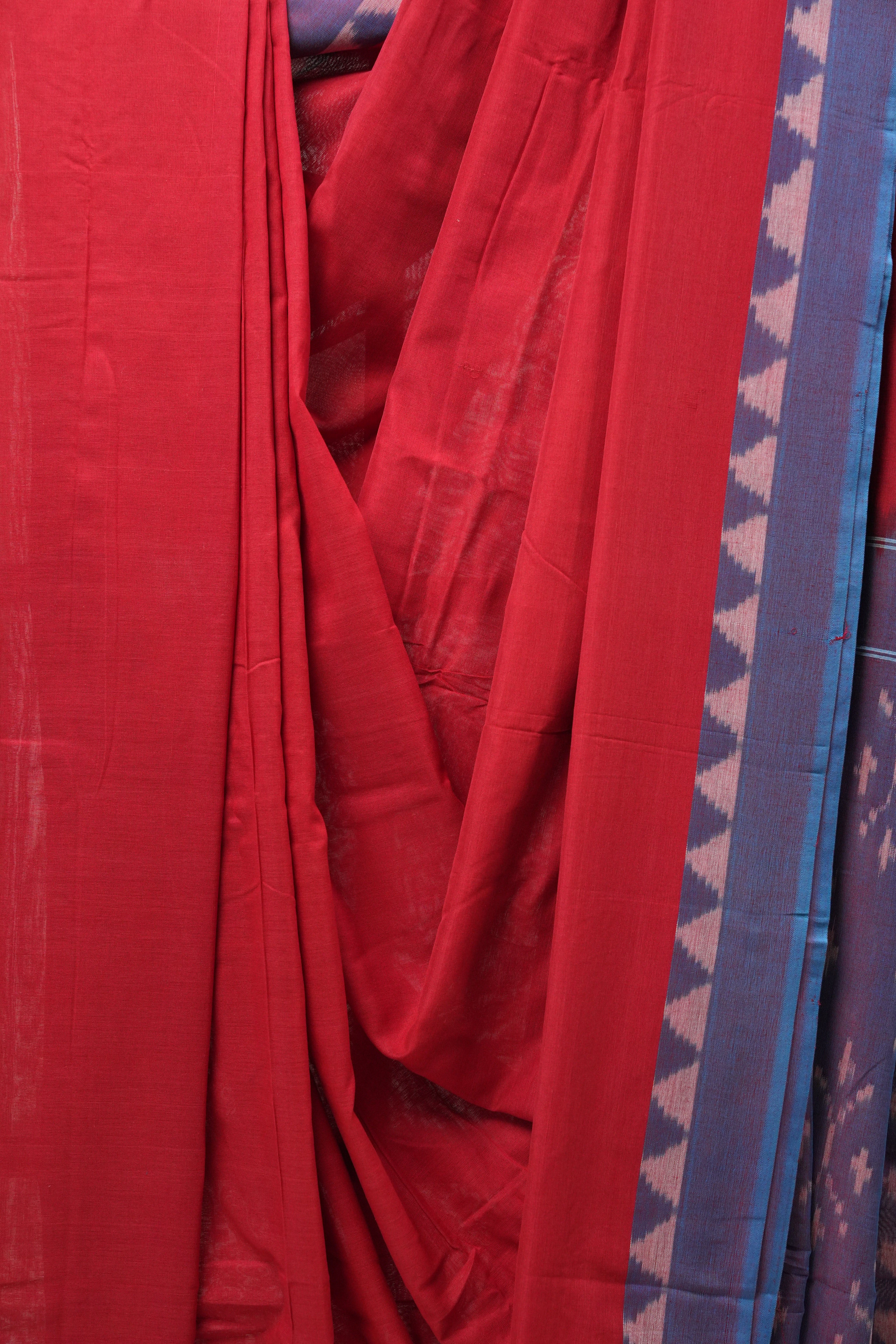 Red Pochampalli Cotton Ikat Saree - SRRPCIS505