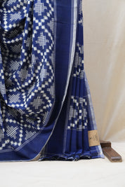 Blue Pochampalli Cotton Ikat Saree - SRBPCIS504