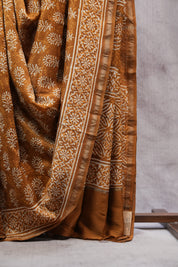 Mustard Yellow HBP Chanderi Cotton Silk Saree With Chanderi Border - SRMYCS1172