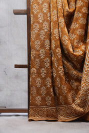 Mustard Yellow HBP Chanderi Cotton Silk Saree With Chanderi Border - SRMYCS1172