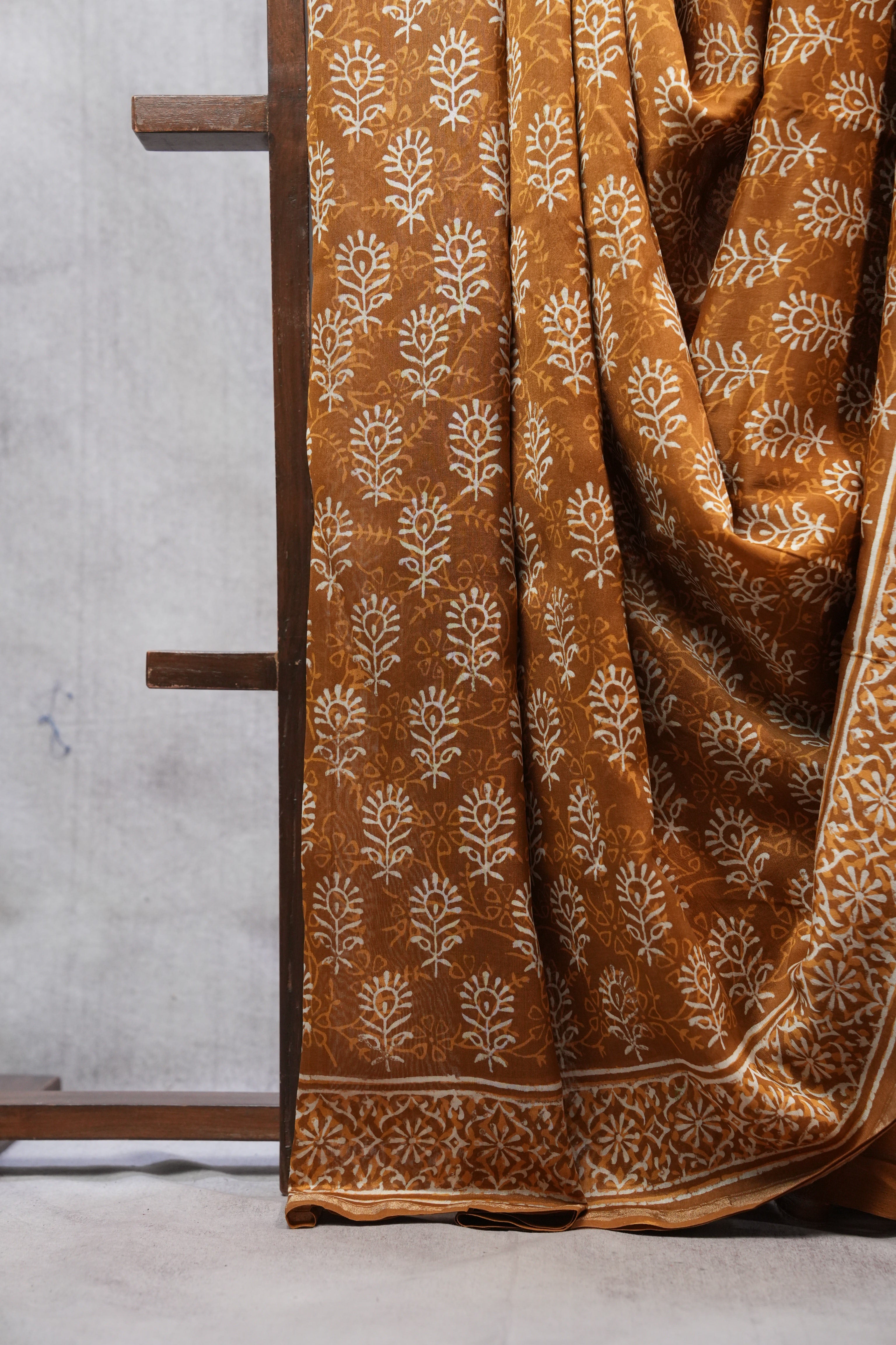 Mustard Yellow HBP Chanderi Cotton Silk Saree With Chanderi Border - SRMYCS1172