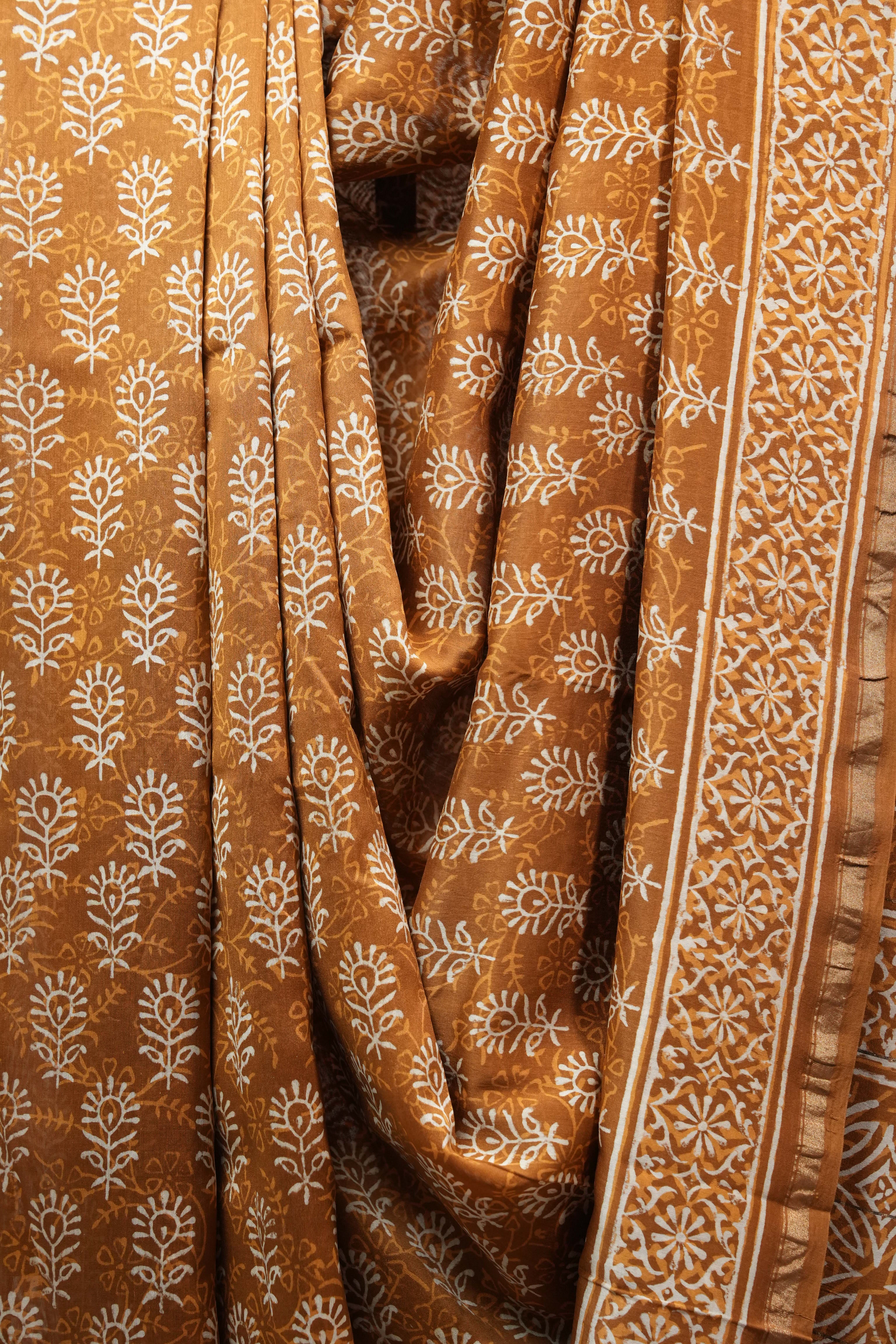 Mustard Yellow HBP Chanderi Cotton Silk Saree With Chanderi Border - SRMYCS1172