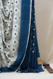 White Pochampalli Cotton Ikat Saree - SRWPCIS502