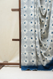 White Pochampalli Cotton Ikat Saree - SRWPCIS502