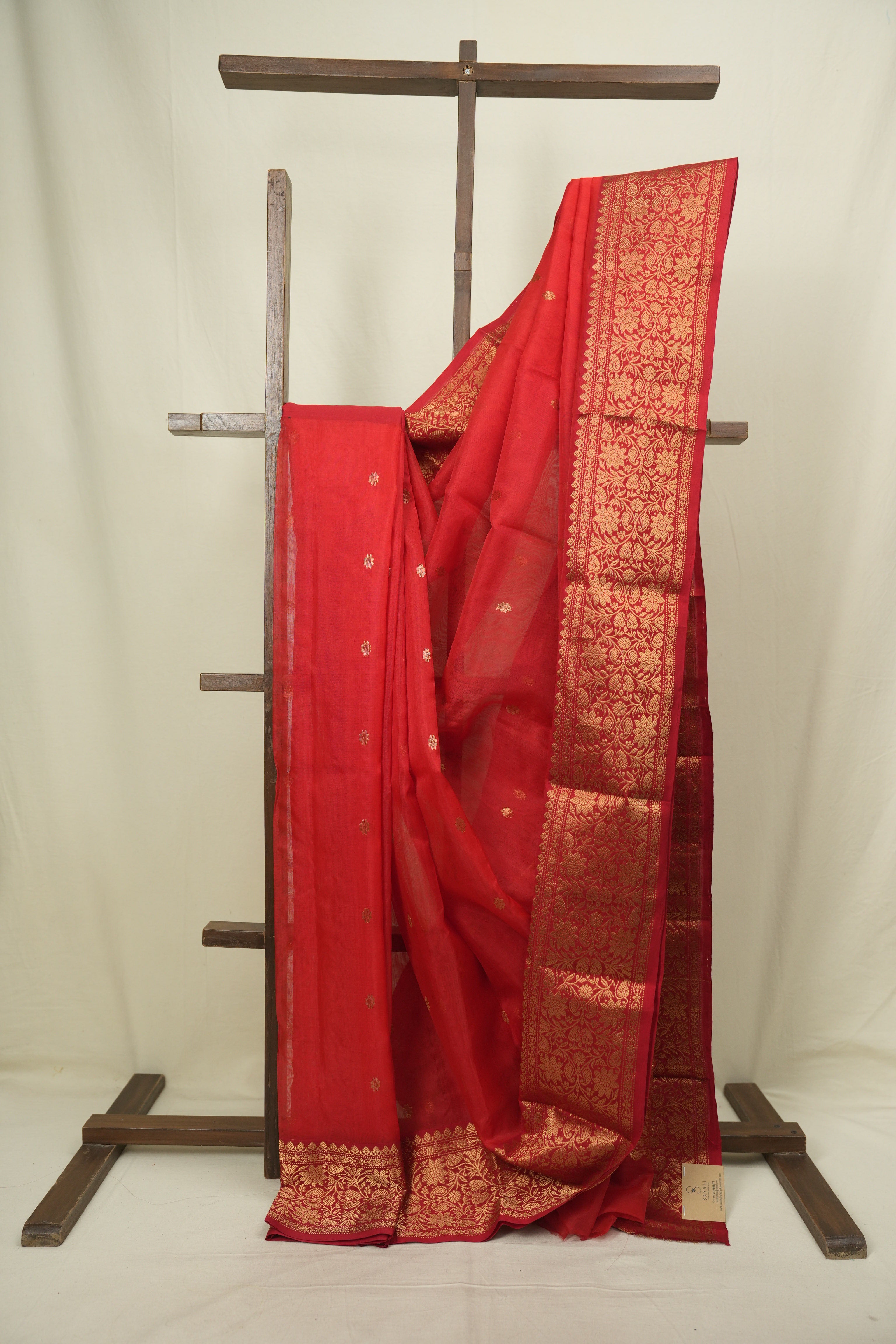 Red Chanderi Tissue Silk Saree - SRRCTS382