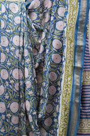 Blue HBP Cotton Silk Saree With Maheshwari Border - SRBCSS1224