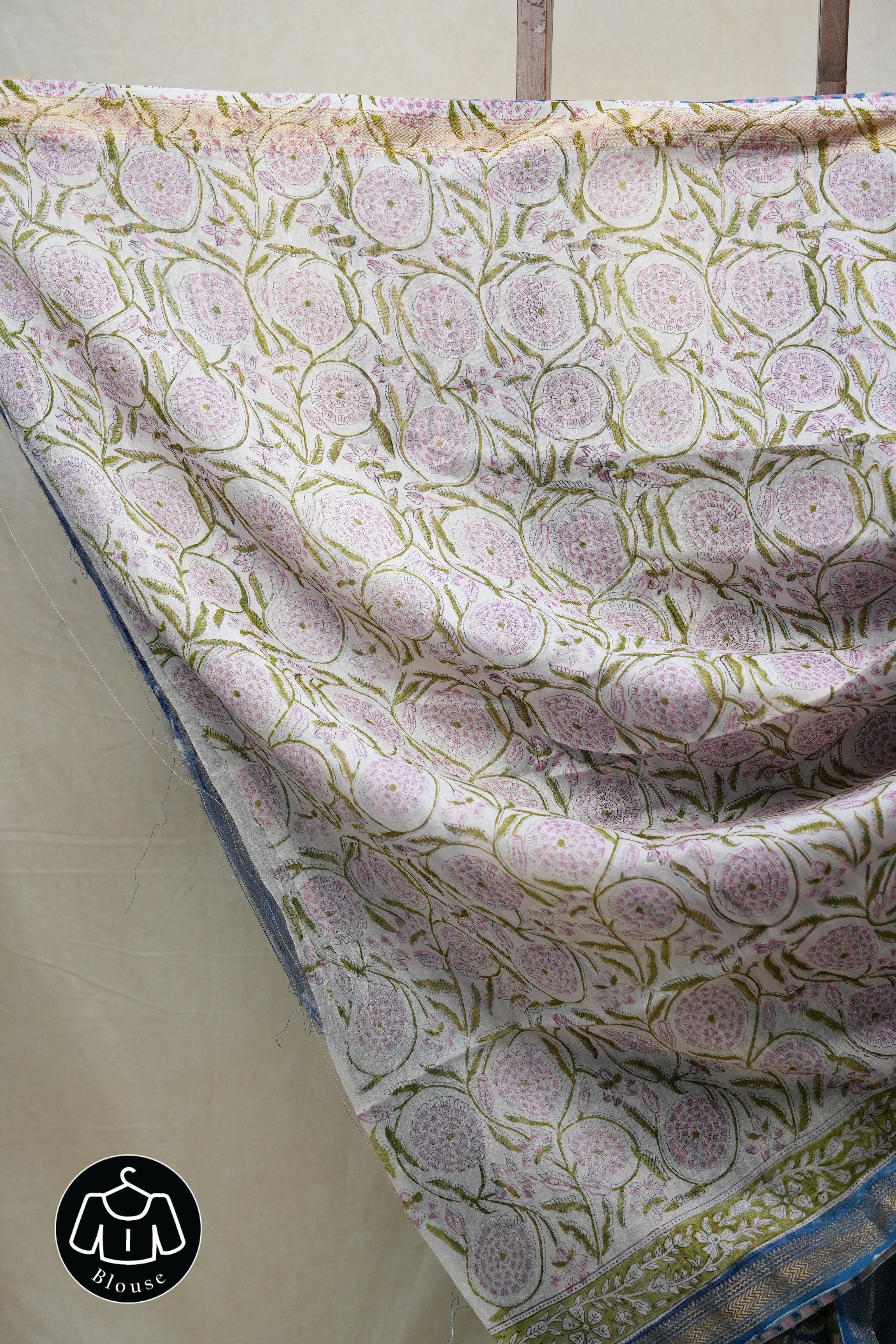 Blue HBP Cotton Silk Saree With Maheshwari Border - SRBCSS1224