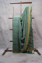 Green HBP Chanderi Cotton Silk Saree With Chanderi Border - SRGCS1162