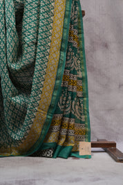 Green HBP Chanderi Cotton Silk Saree With Chanderi Border - SRGCS1162