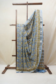 Blue HBP Cotton Silk Saree With Maheshwari Border - SRBCSS1230
