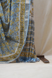 Blue HBP Cotton Silk Saree With Maheshwari Border - SRBCSS1230