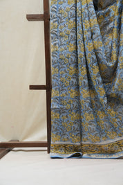 Blue HBP Cotton Silk Saree With Maheshwari Border - SRBCSS1230