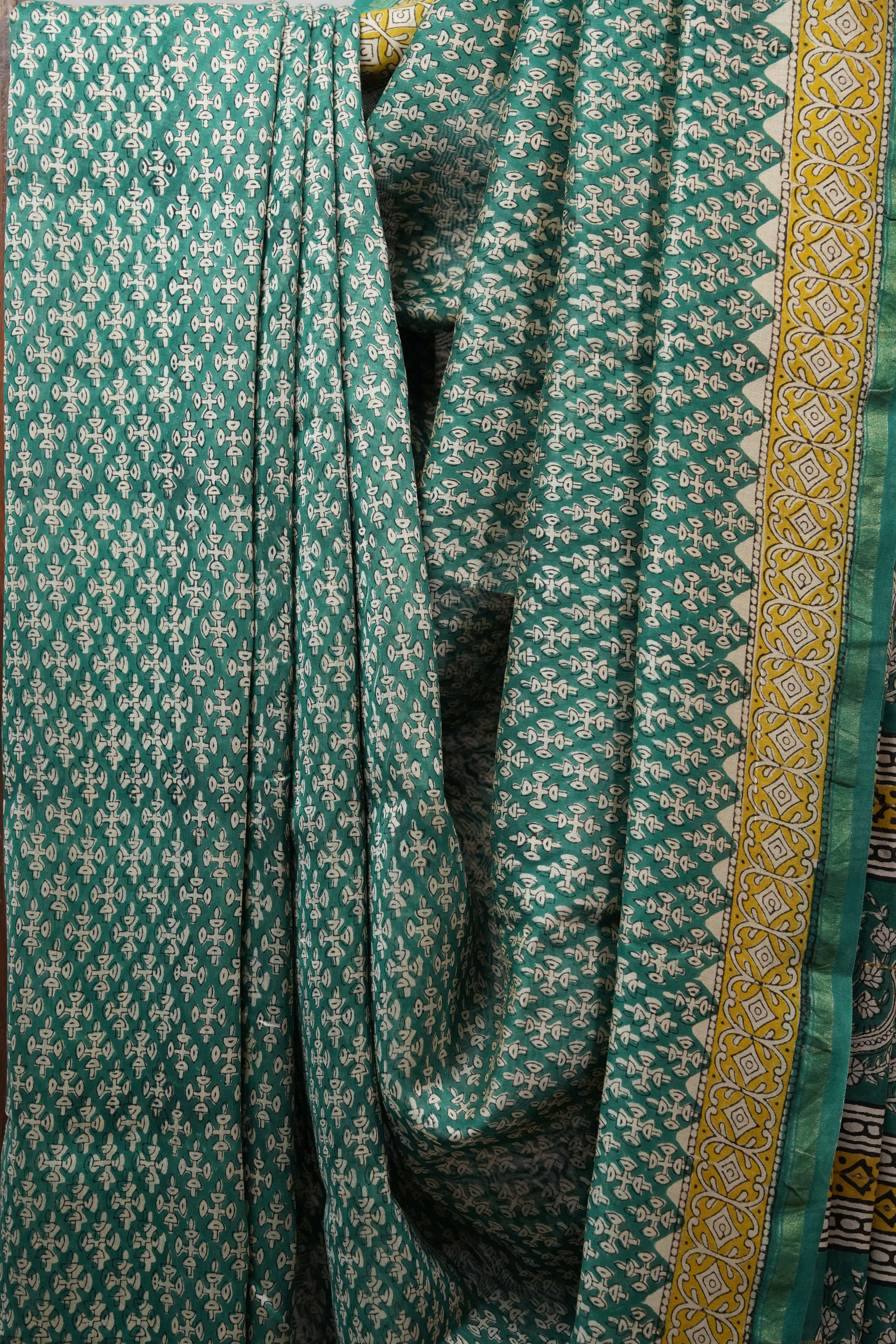 Green HBP Chanderi Cotton Silk Saree With Chanderi Border - SRGCS1162