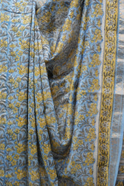 Blue HBP Cotton Silk Saree With Maheshwari Border - SRBCSS1230