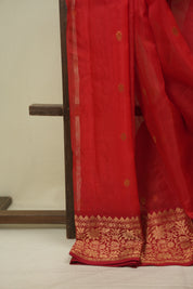 Red Chanderi Tissue Silk Saree - SRRCTS382