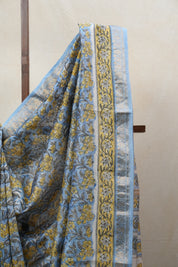 Blue HBP Cotton Silk Saree With Maheshwari Border - SRBCSS1230