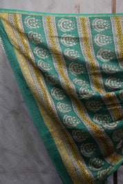 Green HBP Chanderi Cotton Silk Saree With Chanderi Border - SRGCS1162