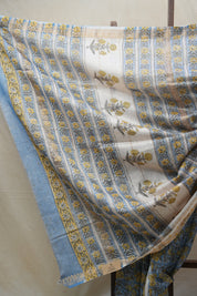 Blue HBP Cotton Silk Saree With Maheshwari Border - SRBCSS1230
