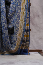 Blue HBP Chanderi Cotton Silk Saree With Chanderi Border - SRBCS1163