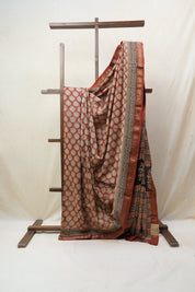 Maroon HBP Cotton Silk Saree With Maheshwari Border - SRMCSS1235