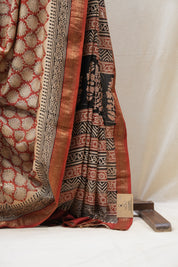 Maroon HBP Cotton Silk Saree With Maheshwari Border - SRMCSS1235