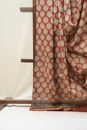 Maroon HBP Cotton Silk Saree With Maheshwari Border - SRMCSS1235