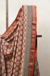 Maroon HBP Cotton Silk Saree With Maheshwari Border - SRMCSS1235