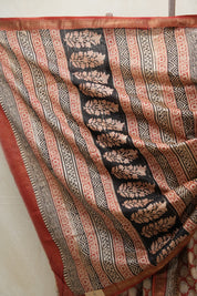 Maroon HBP Cotton Silk Saree With Maheshwari Border - SRMCSS1235