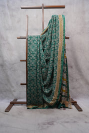 Green HBP Chanderi Cotton Silk Saree With Chanderi Border - SRGCS1164