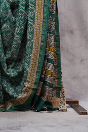 Green HBP Chanderi Cotton Silk Saree With Chanderi Border - SRGCS1164