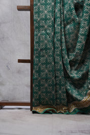 Green HBP Chanderi Cotton Silk Saree With Chanderi Border - SRGCS1164