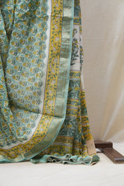 Green HBP Cotton Silk Saree With Maheshwari Border - SRGCSS1232