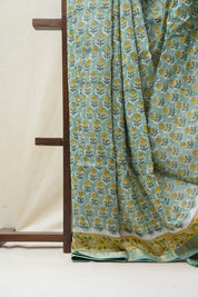 Green HBP Cotton Silk Saree With Maheshwari Border - SRGCSS1232