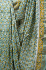 Green HBP Cotton Silk Saree With Maheshwari Border - SRGCSS1232