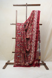 Red HBP Cotton Silk Saree With Maheshwari Border - SRRCSS1233