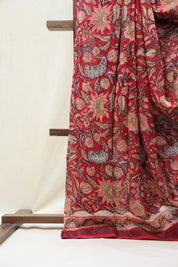 Red HBP Cotton Silk Saree With Maheshwari Border - SRRCSS1233