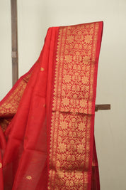 Red Chanderi Tissue Silk Saree - SRRCTS382