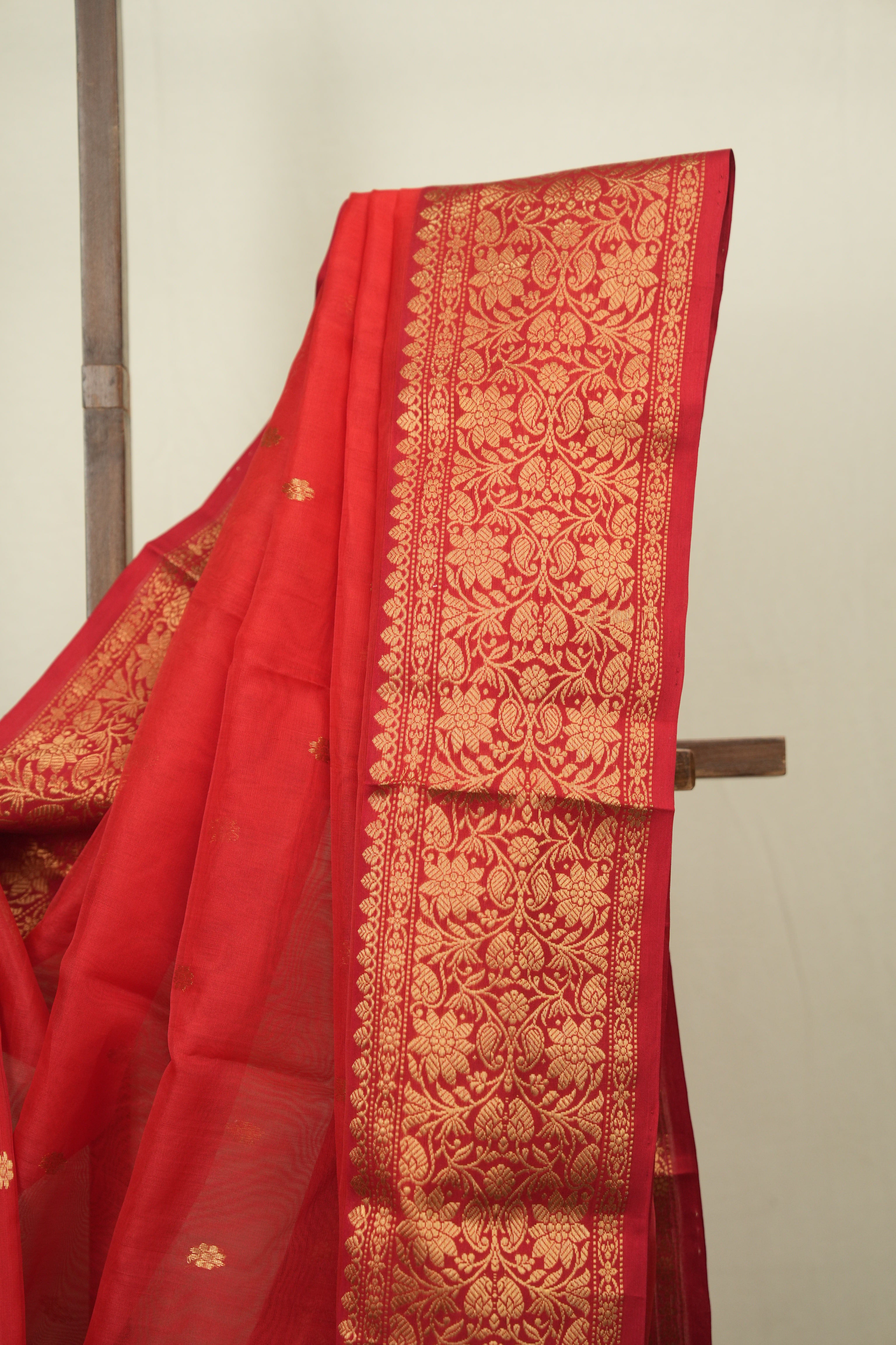 Red Chanderi Tissue Silk Saree - SRRCTS382