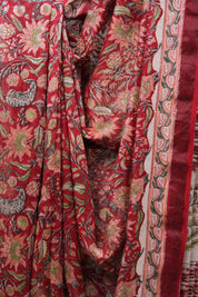 Red HBP Cotton Silk Saree With Maheshwari Border - SRRCSS1233