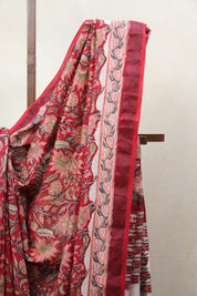 Red HBP Cotton Silk Saree With Maheshwari Border - SRRCSS1233