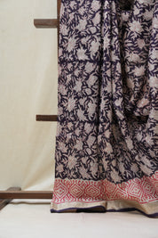 Purple HBP Cotton Silk Saree With Maheshwari Border - SRPCSS1234