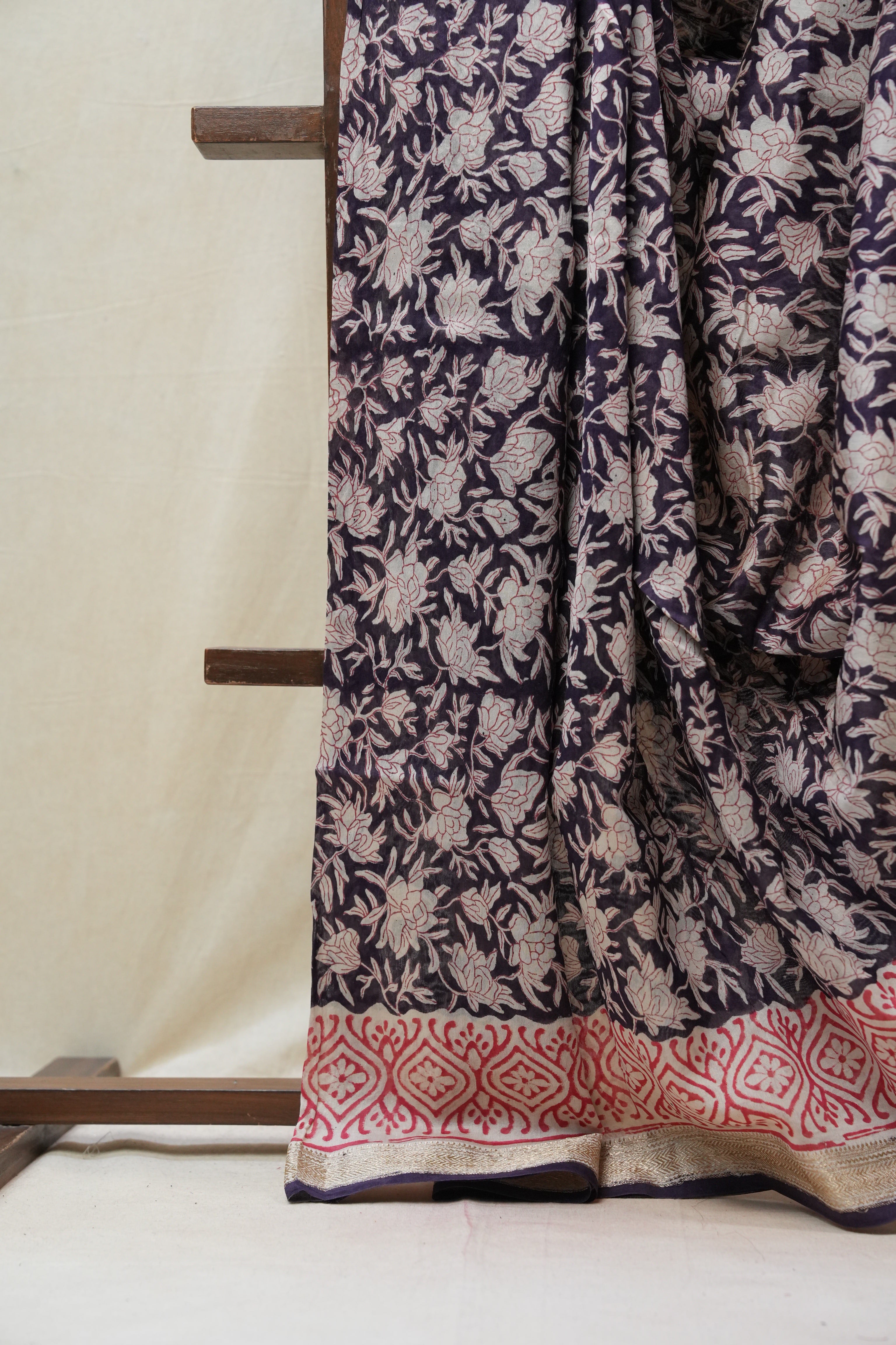 Purple HBP Cotton Silk Saree With Maheshwari Border - SRPCSS1234