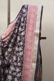 Purple HBP Cotton Silk Saree With Maheshwari Border - SRPCSS1234