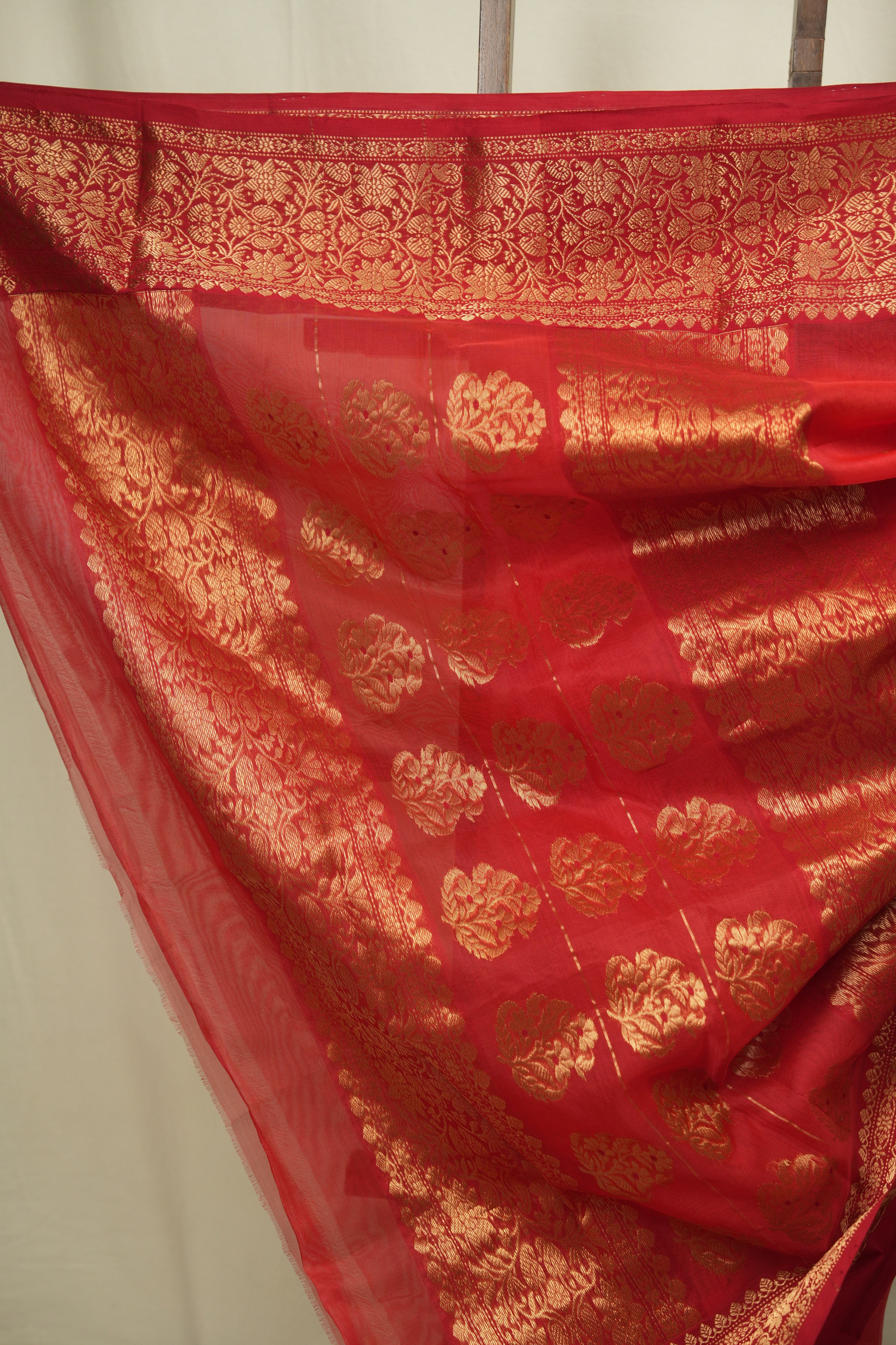 Red Chanderi Tissue Silk Saree - SRRCTS382