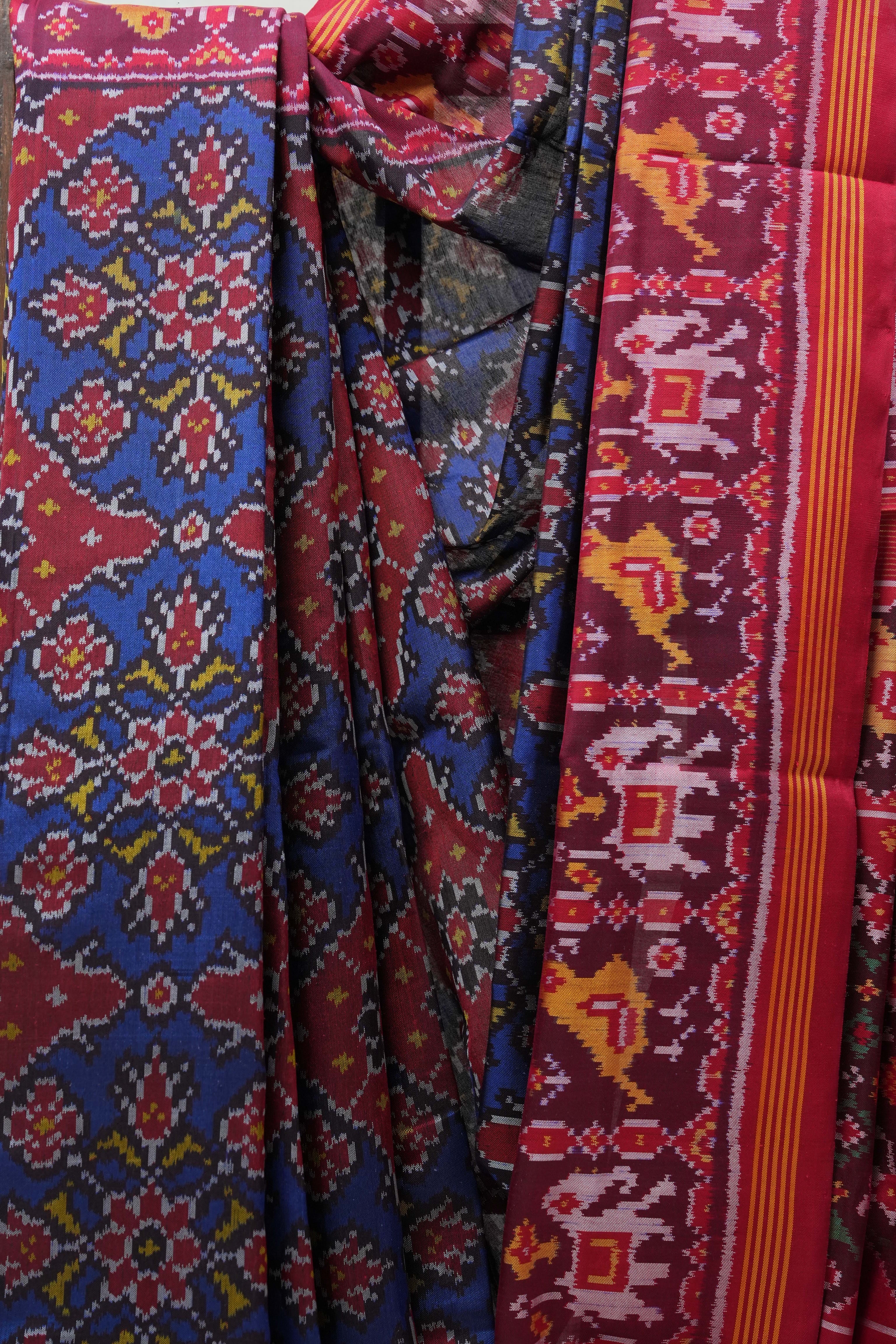 Blue Rajkot Patola Silk Saree - SRBRPSS384