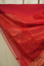 Red Chanderi Tissue Silk Saree - SRRCTS382